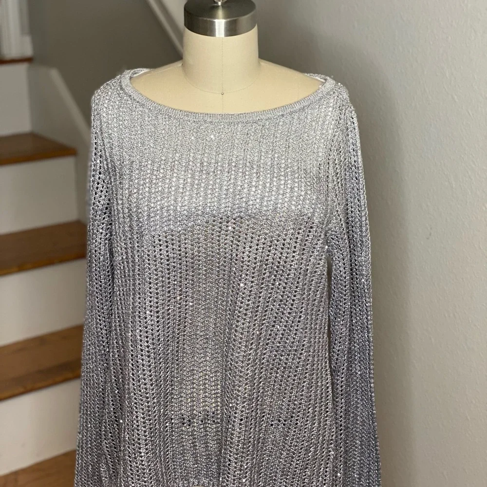 WHBM Silver Sparkly Ombré Sweater Top Combo - Picture 6 of 13
